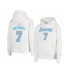 Men's Los Angeles Lakers #7 Carmelo Anthony 2021 White Pullover Basketball Hoodie