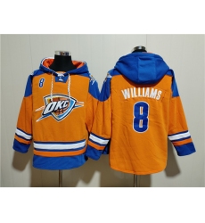 Men's Oklahoma City Thunder #8 Jalen Williams Orange Blue Lace-Up Pullover Hoodie