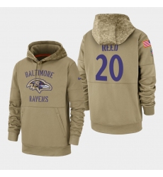 Men's Baltimore Ravens #20 Ed Reed 2019 Salute to Service Sideline Therma Pullover Hoodie - Tan