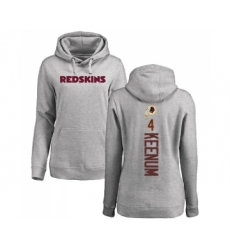 Football Women's Washington Redskins #4 Case Keenum Ash Backer Pullover Hoodie