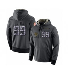 Football Men's New Orleans Saints #99 Shy Tuttle Stitched Black Anthracite Salute to Service Player Performance Hoodie