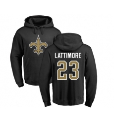 Football New Orleans Saints #23 Marshon Lattimore Black Name & Number Logo Pullover Hoodie