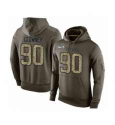 Football Men's Seattle Seahawks #90 Jadeveon Clowney Green Salute To Service Pullover Hoodie