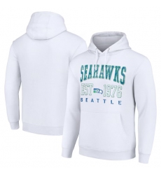 Men's Seattle Seahawks White Throwback Logo Pullover Hoodie