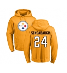 Football Pittsburgh Steelers #24 Coty Sensabaugh Gold Name & Number Logo Pullover Hoodie