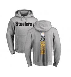 Football Pittsburgh Steelers #75 Joe Greene Ash Backer Pullover Hoodie