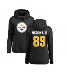 Football Women's Pittsburgh Steelers #89 Vance McDonald Black Name & Number Logo Pullover Hoodie