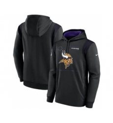 Men's Minnesota Vikings 2021 Black Sideline Logo Performance Pullover Hoodie