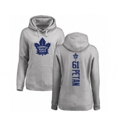 Hockey Women's Toronto Maple Leafs #61 Nic Petan Ash Backer Pullover Hoodie