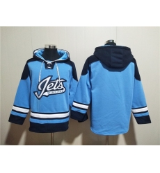 Men's Winnipeg Jets Blank Blue Lace-Up Pullover Hoodie