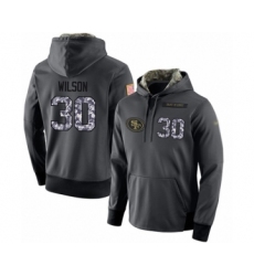 Football Men's San Francisco 49ers #30 Jeff Wilson Stitched Black Anthracite Salute to Service Player Performance Hoodie