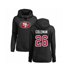 Football Women's San Francisco 49ers #26 Tevin Coleman Black Name & Number Logo Pullover Hoodie