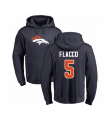 Football Denver Broncos #5 Joe Flacco Navy Blue Name & Number Logo Pullover Hoodie