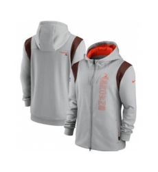 Men's Cleveland Browns 2021 Gray Sideline Team Performance Full-Zip Hoodie