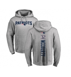 Football New England Patriots #32 Devin McCourty Ash Backer Pullover Hoodie