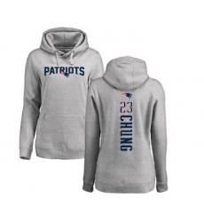 Football Women's New England Patriots #23 Patrick Chung Ash Backer Pullover Hoodie