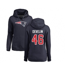 Football Women's New England Patriots #46 James Develin Navy Blue Name & Number Logo Pullover Hoodie
