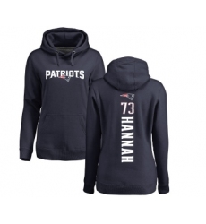 Football Women's New England Patriots #73 John Hannah Navy Blue Backer Pullover Hoodie