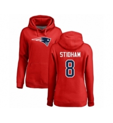 Football Women's New England Patriots #8 Jarrett Stidham Red Name & Number Logo Pullover Hoodie