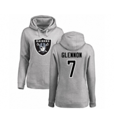 Football Women's Oakland Raiders #7 Mike Glennon Ash Name & Number Logo Pullover Hoodie