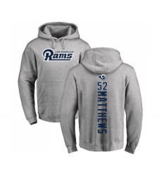Football Los Angeles Rams #52 Clay Matthews Ash Backer Pullover Hoodie
