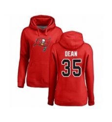 Football Women's Tampa Bay Buccaneers #35 Jamel Dean Red Name & Number Logo Pullover Hoodie