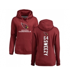 Football Women's Arizona Cardinals #64 J.R. Sweezy Maroon Backer Pullover Hoodie