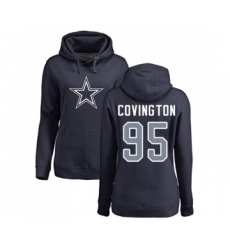 Football Women's Dallas Cowboys #95 Christian Covington Navy Blue Name & Number Logo Pullover Hoodie