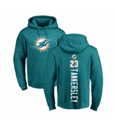 Football Miami Dolphins #23 Cordrea Tankersley Aqua Green Name & Number Logo Pullover Hoodie