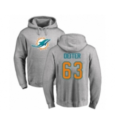 Football Miami Dolphins #63 Michael Deiter Ash Name & Number Logo Pullover Hoodie