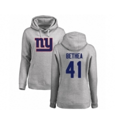 Football Women's New York Giants #41 Antoine Bethea Ash Name & Number Logo Pullover Hoodie