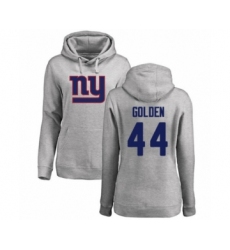 Football Women's New York Giants #44 Markus Golden Ash Name & Number Logo Pullover Hoodie