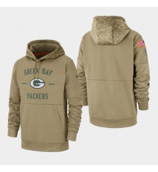 Men's Green Bay Packers Tan 2019 Salute to Service Sideline Therma Pullover Hoodie