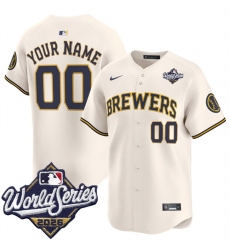 Men's Milwaukee Brewers ACTIVE PLAYER Custom Cream 2026 World Series Limited Stitched Baseball Jersey