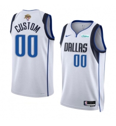 Men's Dallas Mavericks Active Player Custom White 2024 Finals Association Edition Stitched Basketball Jersey