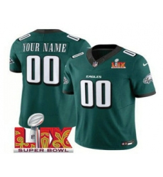 Men's Philadelphia Eagles Customized Green 2025 Super Bowl LIX FUSE Vapor Limited Jersey