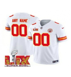 Men's Kansas City Chiefs Customized White 2025 Super Bowl LIX FUSE Vapor Limited Jersey