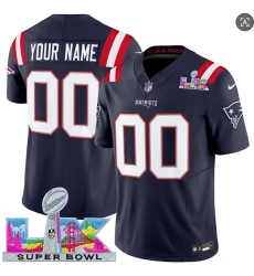 Men's New England Patriots Active Player Custom Navy 2025 F.U.S.E. Super Bowl LX Patch Vapor Limited Football Stitched Jersey