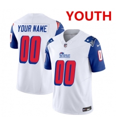 Youth new england patriots active player custom white blue 2023 f.u.s.e. throwback limited football stitched jersey