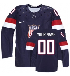 Men's Nike Team USA Customized Premier Navy Blue Away 2014 Olympic Hockey Jersey