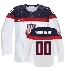 Men's Nike Team USA Customized Premier White Home 2014 Olympic Hockey Jersey