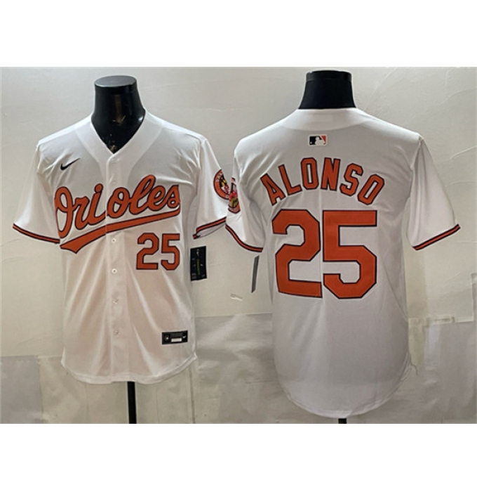 Men's Baltimore Orioles #25 Pete Alonso White 2025 Home Limited Stitched Baseball Jersey