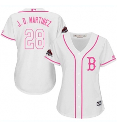 Women's Majestic Boston Red Sox #28 J D  Martinez Authentic White Fashion 2018 World Series Champions MLB Jersey