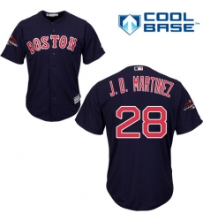 Youth Majestic Boston Red Sox #28 J D Martinez Authentic Navy Blue Alternate Road Cool Base 2018 World Series Champions MLB Jersey