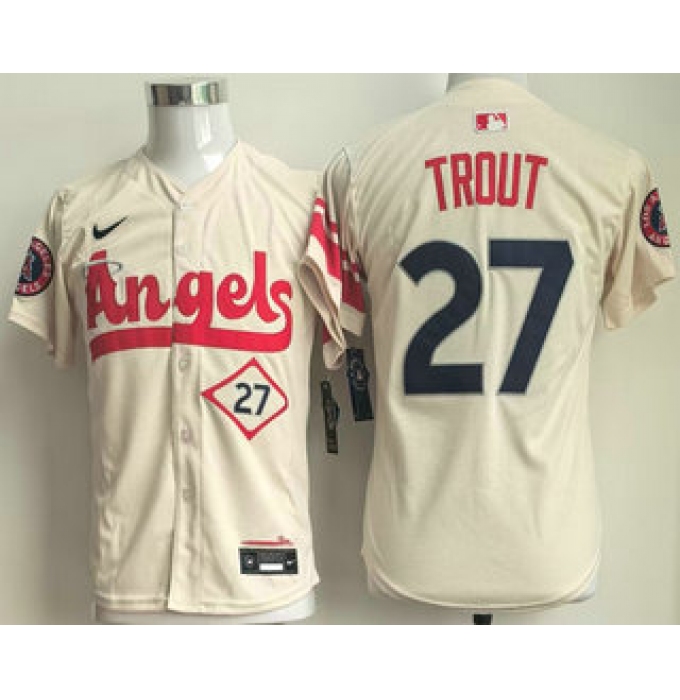 Youth Los Angeles Angels #27 Mike Trout Cream City Connect Limited Stitched Jersey