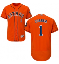 Men's Majestic Houston Astros #1 Carlos Correa Orange Alternate Flex Base Authentic Collection MLB Jersey