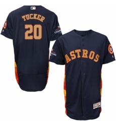 Men's Majestic Houston Astros #20 Preston Tucker Navy Blue Alternate 2018 Gold Program Flex Base Authentic Collection MLB Jersey