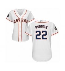 Women's Houston Astros #22 Josh Reddick Authentic White Home Cool Base 2019 World Series Bound Baseball Jersey