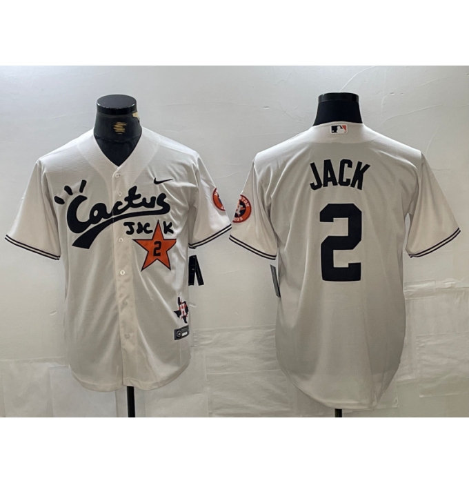 Men's Houston Astros #2 Alex Bregman Cream Cactus Jack Vapor Premier Stitched Baseball Jersey
