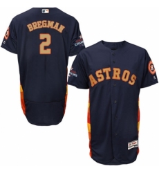 Men's Majestic Houston Astros #2 Alex Bregman Navy Blue Alternate 2018 Gold Program Flex Base Authentic Collection MLB Jersey